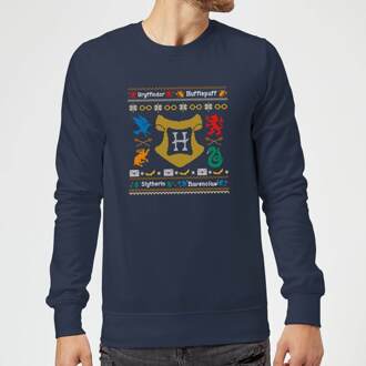 Harry Potter Houses Christmas Jumper - Navy - XXL Blauw