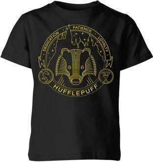 Harry Potter Hufflepuff Badger Badge kinder t-shirt - Zwart - 110/116 (5-6 jaar)