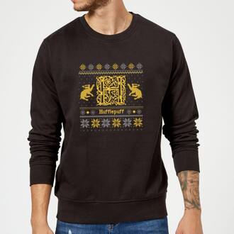 Harry Potter Hufflepuff Christmas Christmas Jumper - Black - XL Zwart