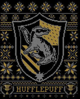 Harry Potter Hufflepuff Crest dames kersttrui - Zwart - XL