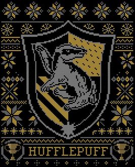 Harry Potter Hufflepuff Crest kerst t-shirt - Zwart - L