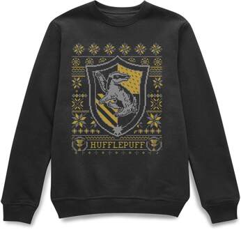 Harry Potter Hufflepuff Crest kersttrui - Zwart - XL