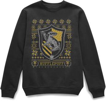 Harry Potter Hufflepuff Crest kersttrui - Zwart - XXL
