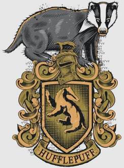Harry Potter Hufflepuff Drawn Crest dames t-shirt - Grijs - XXL
