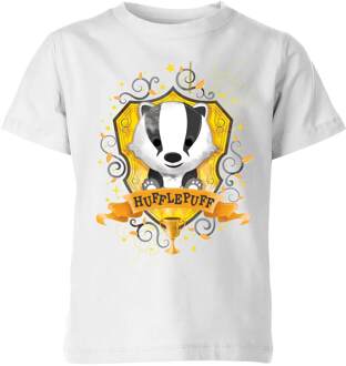 Harry Potter Hufflepuff Kids' T-Shirt - White - 122/128 (7-8 jaar) Wit - M
