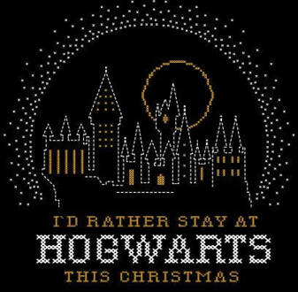 Harry Potter I'd Rather Stay At Hogwarts dames kerst t-shirt - Zwart - XL