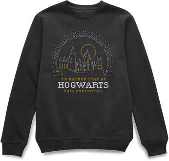 Harry Potter I'd Rather Stay At Hogwarts kersttrui - Zwart - M