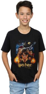 Harry Potter Jongens De Steen der Tovenaars Poster T-Shirt (Zwart) - 3-4J / 98-104cm