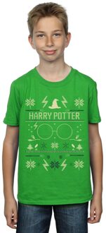 Harry Potter Jongens Kerstpatroon T-shirt (Iers Groen) - 12-13J / 152-158cm