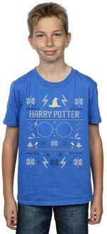 Harry Potter Jongens Kerstpatroon T-shirt (Koningsblauw) - maat
