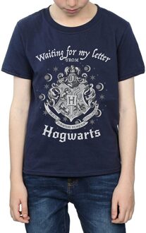 Harry Potter Jongens Wachten Op Mijn Brief Hogwarts Katoenen T-Shirt (Marineblauw) - maat 7-8J / 122-128cm Navy