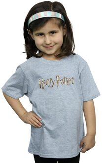 Harry Potter Katoenen T-shirt met logo voor meisjes (Sportgrijs) - maat 5-6J / 110-116cm Lichtgrijs