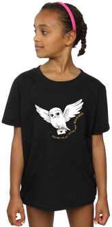 Harry Potter Katoenen T-shirt met uilenletters voor meisjes (Zwart) - 9-11J / 128cm-146cm