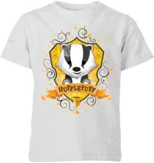 Harry Potter Kids Hufflepuff Crest kinder t-shirt - Grijs - 98/104 (3-4 jaar) - XS