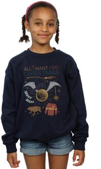 Harry Potter Meisjes All I Want For Christmas Sweatshirt (Marineblauw) Navy - 9-11J / 128cm-146cm