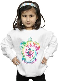 Harry Potter Meisjes Gryffindor Crest Tie Dye Ingevuld Sweatshirt (Wit) - 9-11J / 128cm-146cm