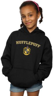 Harry Potter Meisjes Hufflepuff Crest Hoodie (Zwart) - maat 9-11J / 128cm-146cm