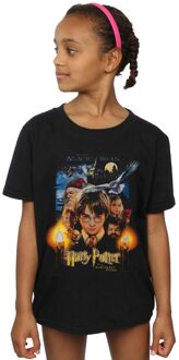 Harry Potter Meisjes The Sorcerer's Stone Poster Katoenen T-Shirt (Zwart) - 3-4J / 98-104cm