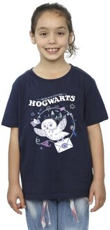 Harry Potter Meisjes Uil Brief Van Zweinstein Katoenen T-Shirt (Marineblauw) - maat 9-11J / 128cm-146cm Navy