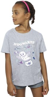 Harry Potter Meisjes Uil Brief Van Zweinstein Katoenen T-Shirt (Sportgrijs) - maat 12-13J / 152-158cm Lichtgrijs
