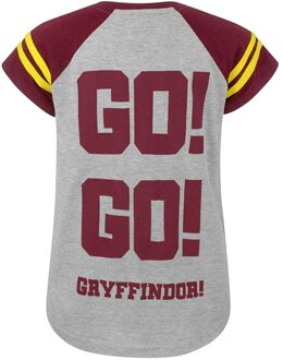 Harry Potter Officieel Meisjes Gryffindor Zwerkbal Team Kapitein T-Shirt (Grijs/Maroen) - maat Donkergrijs