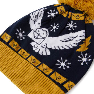 Harry Potter Owl Mail Christmas Beanie Navy Zwart