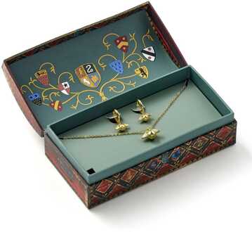 Harry Potter: Quidditch Golden Snitch Necklace and Earrings Gift Set (Golden Tone)