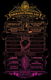 Harry Potter School List dames t-shirt - Zwart - XXL