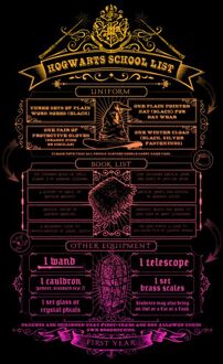 Harry Potter School List t-shirt - Zwart - L