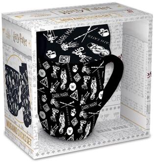 Harry Potter Set mokken en sokken voor donkere kunsten (Zwart/Wit) - One Size