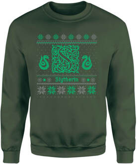 Harry Potter Slytherin Christmas Christmas Jumper - Green - S Groen