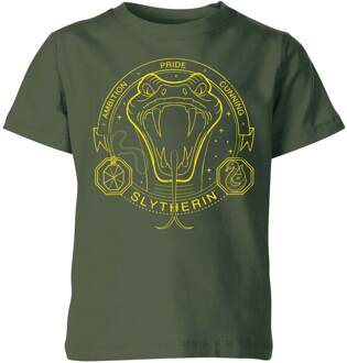 Harry Potter Slytherin Snake Badge kinder t-shirt - Donkergroen - 110/116 (5-6 jaar)