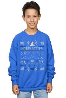 Harry Potter Sweatshirt met kerstpatroon voor jongens (Koningsblauw) - 5-6J / 110-116cm