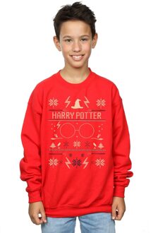 Harry Potter Sweatshirt met kerstpatroon voor jongens (Rood) - maat 5-6J / 110-116cm