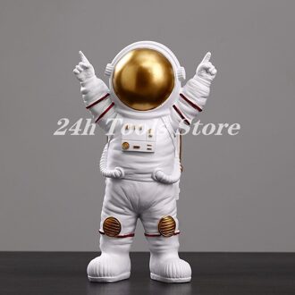 Hars Astronaut Beeldjes Ruimtevaarder Met Maan Sculptuur Decoratieve Miniaturen Kosmonaut Standbeelden