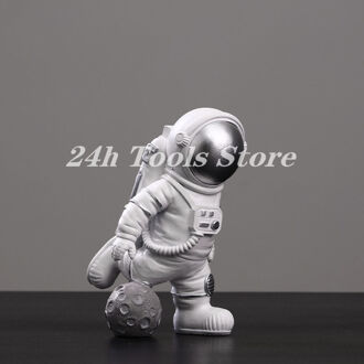 Hars Astronaut Beeldjes Ruimtevaarder Met Maan Sculptuur Decoratieve Miniaturen Kosmonaut Standbeelden