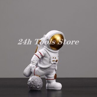 Hars Astronaut Beeldjes Ruimtevaarder Met Maan Sculptuur Decoratieve Miniaturen Kosmonaut Standbeelden