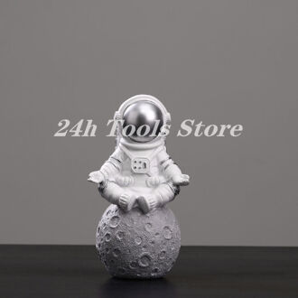 Hars Astronaut Beeldjes Ruimtevaarder Met Maan Sculptuur Decoratieve Miniaturen Kosmonaut Standbeelden