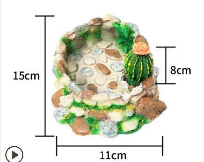 Hars Cactus Reptiel Feeder Kom Bassin Schildpad Water Schorpioen Voor Huisdier Schildpad Pot Krabben Voeden Lade Voedsel LizardZA195 color4