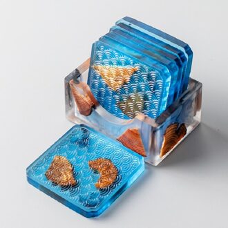 Hars Grenen Onderzetters Hittebestendige Placemats Drinken Mat Thee Koffie Cup Pad Waterdicht Antislip Creatieve Decor Natuurlijke blauw reeks