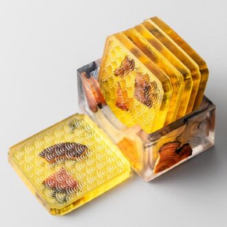 Hars Grenen Onderzetters Hittebestendige Placemats Drinken Mat Thee Koffie Cup Pad Waterdicht Antislip Creatieve Decor Natuurlijke geel reeks