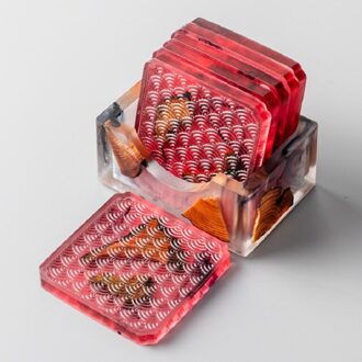 Hars Grenen Onderzetters Hittebestendige Placemats Drinken Mat Thee Koffie Cup Pad Waterdicht Antislip Creatieve Decor Natuurlijke rood reeks