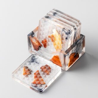 Hars Grenen Onderzetters Hittebestendige Placemats Drinken Mat Thee Koffie Cup Pad Waterdicht Antislip Creatieve Decor Natuurlijke transparant reeks