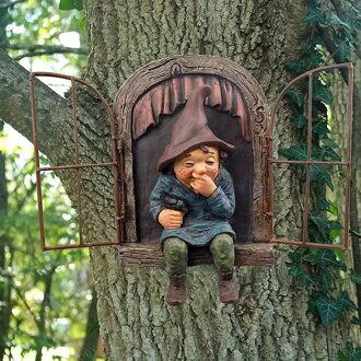 Hars Naughty Tuin Gnome Tuin Decoratie Grappige Standbeeld Oude Man Fairy Tuin Ornament Accessoires Elfen Desk Decor