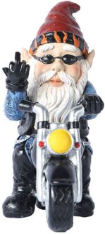 Hars Naughty Tuin Gnome Tuin Decoratie Motorfiets Standbeeld Wit Oude Man Fairy Tuin Ornament Accessoires Elfen Desk Decor XL