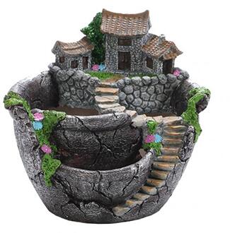 Hars Vetplant Prachtige Bonsai Unieke Bloempot Tuin Planter Kantoor Houder Desktop Woondecoratie zilver