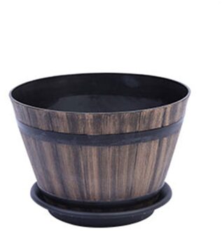 Hars Whiskey Vat Bloempot Ronde Planter Indoor Outdoor Tuin Yard Patio Wxv met plate / Klein