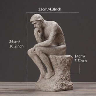 Hars Zandsteen Denker Standbeeld Retro Creatieve Hars Sculptuur Handgemaakte Ambachten Home Decoratie Accessoires Indoor Beeldjes 01