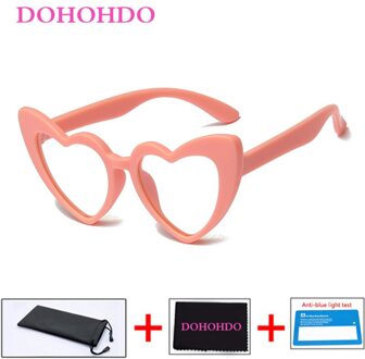Hart Anti Blauw Licht Kinderen Bril Kinderen Jongen Meisjes Computer Optische Frame Reflecterende Blokkeren Brillen UV400 Filter roze kader