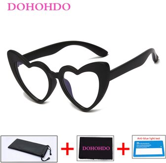 Hart Anti Blauw Licht Kinderen Bril Kinderen Jongen Meisjes Computer Optische Frame Reflecterende Blokkeren Brillen UV400 Filter zwart kader